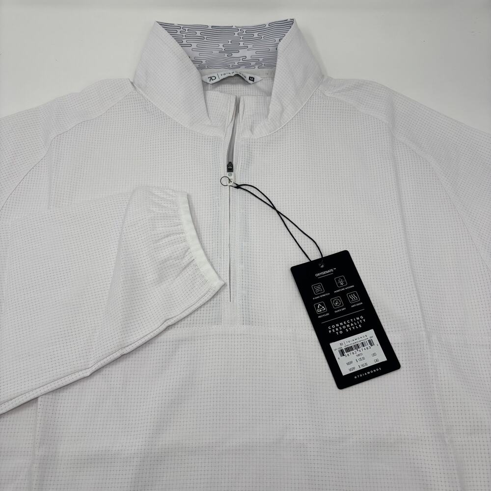 7 Diamonds Mens Medium White Oxygenate 1/4 Zip Long Sleeve Pullover NWT